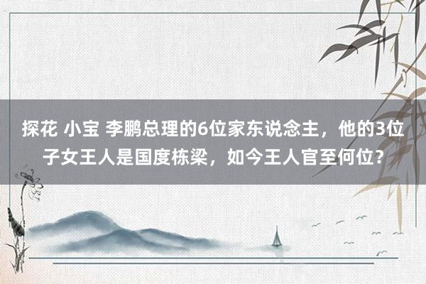 探花 小宝 李鹏总理的6位家东说念主，他的3位子女王人是国度栋梁，如今王人官至何位？
