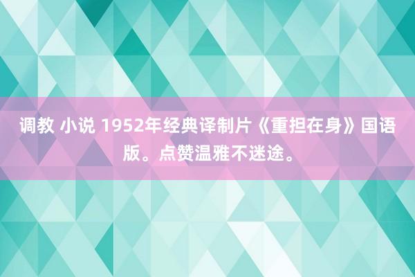 调教 小说 1952年经典译制片《重担在身》国语版。点赞温雅不迷途。